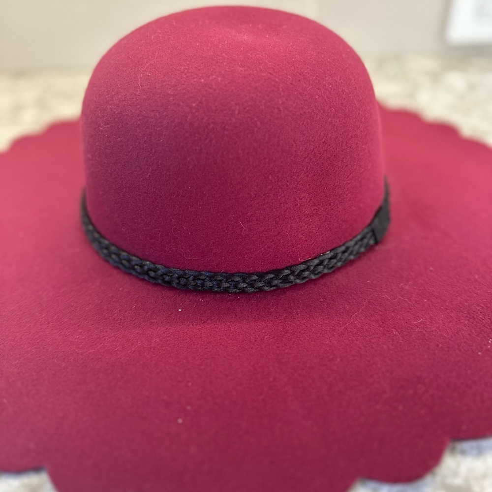 BP Burgundy Scalloped Wide-Brim Hat